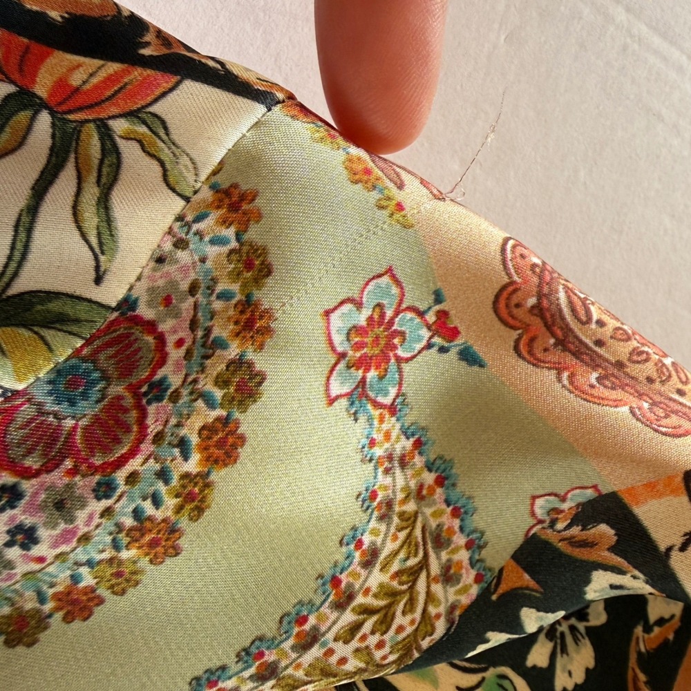 ZARA Patchwork Paisley‎ Print Button Down Long Sleeve Shirt Women XL Boho Casual - Picture 8 of 8